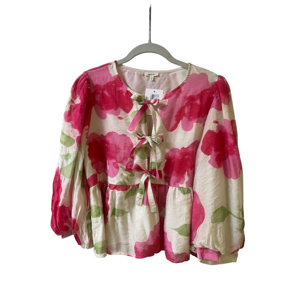 Jodifl Peony Perfection blouse watercolor floral sz Medium NWT